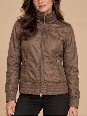 Mackage Perla Packable Hooded Rain Jacket in Dark Olive Green (Size S)